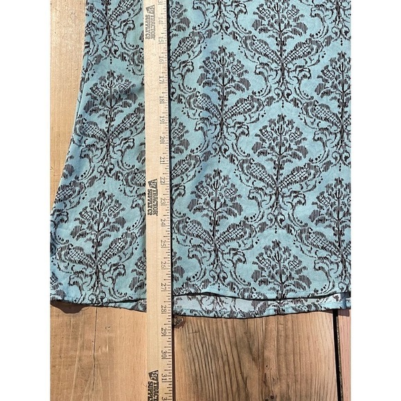 Francesca's Ikat Teal/Brown print tank top w/ back detail. Bird cage label.Small - Picture 4 of 5